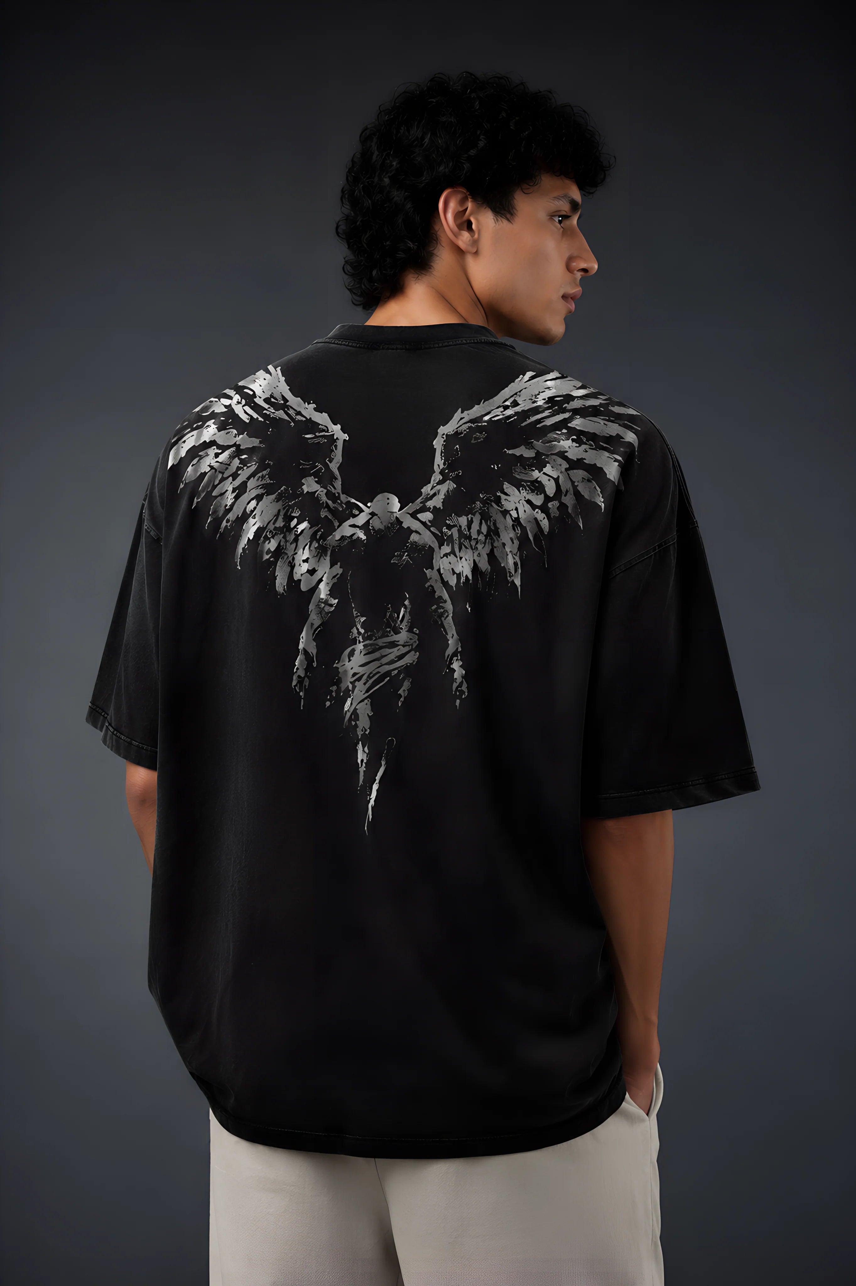 BADLURE Fallen Wings Oversized Tee - Black